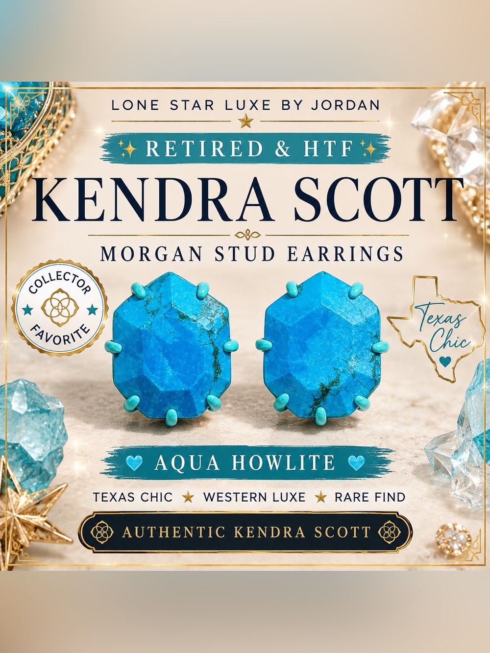 Kendra Scott Morgan Matte Earrings in Aqua Howlite | Retired | Rare Collector
